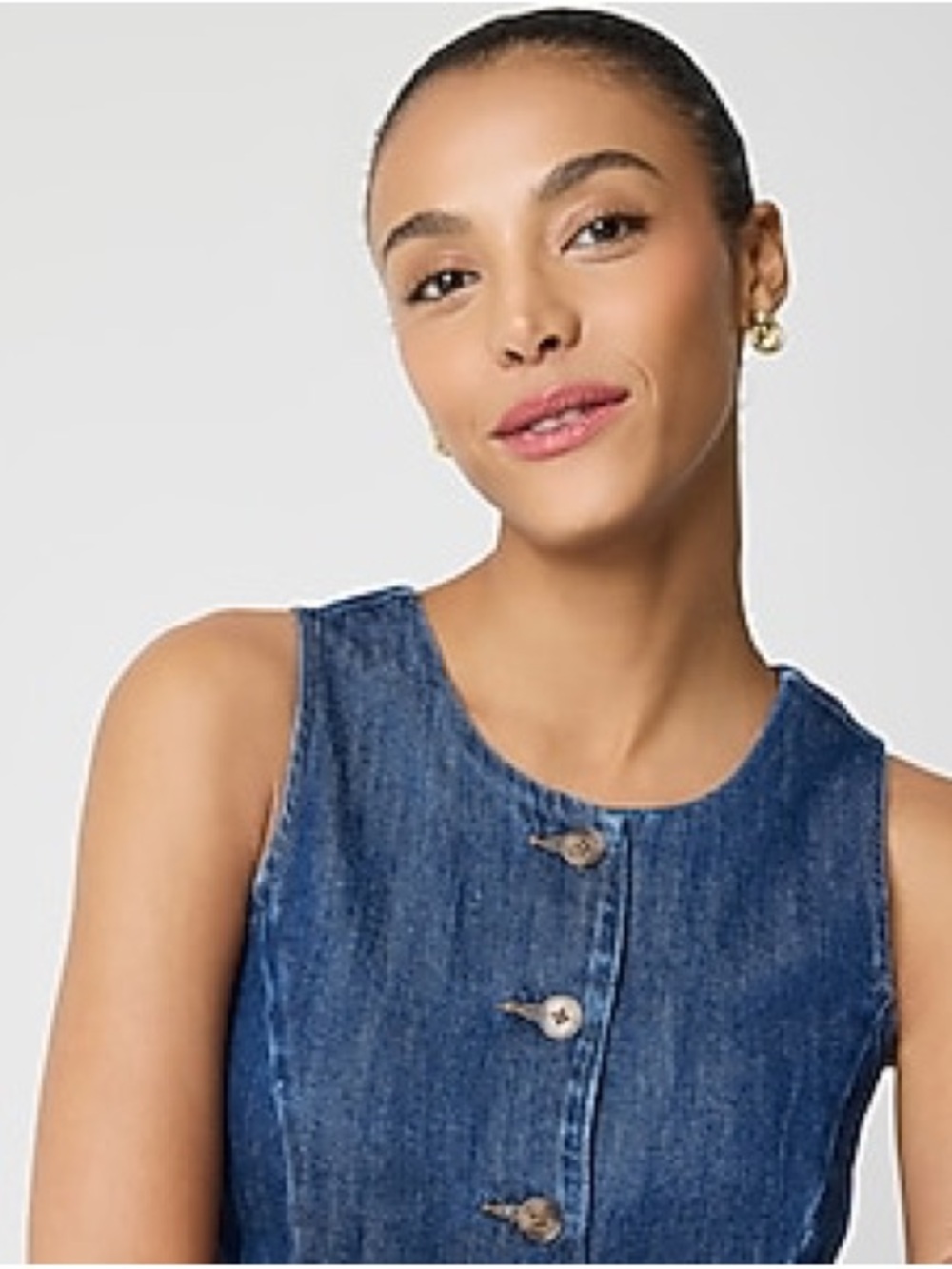 J. Crew Dark Blue Denim Button-Front Vest - Picture 4 of 15